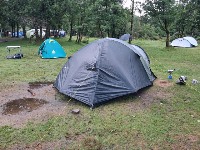 Campervans and tents at Red Squirrel Campsite in Glencoe